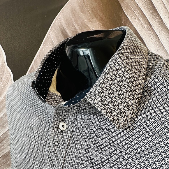 Nick Graham L Everywhere Dress Casual Shirt Button Up Contrasting Cuffs Pattern - Picture 4 of 12